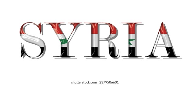 SYRIA flag text font, 3D SYRIA colorful background, SYRIA flag vector illustration