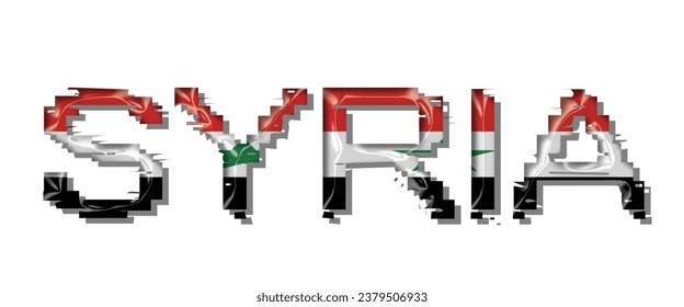 SYRIA flag text font, 3D SYRIA colorful background, SYRIA flag vector illustration