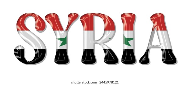 Syria flag text font, 3D Syria flag colorful background, Syria flag vector illustration