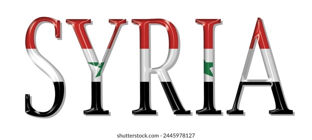 Syria flag text font, 3D Syria flag colorful background, Syria flag vector illustration