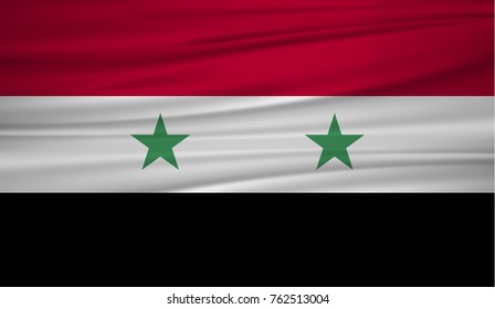 Syria flag vector. Vector flag of Syria blowing in the wind. EPS 10.