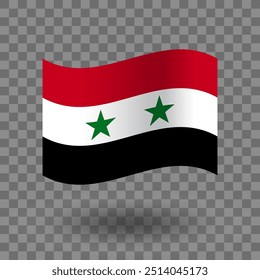 Vector de la bandera de Siria. Bandera ondulada de Siria aislada de fondo transparente. Icono de la bandera nacional de Siria. EPS 10