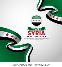 Syria Flag Waving Square Banner Background for Evacuation Day Concept Design with blank space area