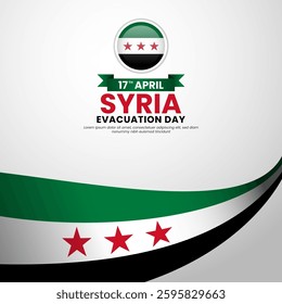 Syria Flag Waving Square Banner Background for Evacuation Day Concept Design with blank space area
