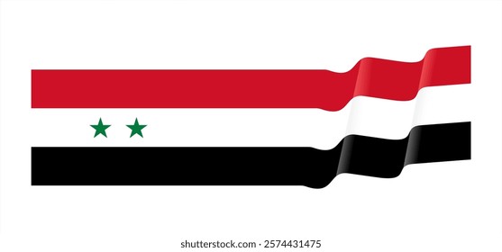 Syria flag waving style. National flag. Banner and border design element. 