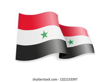 Syria flag in the wind. Flag on white background vector illustration