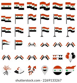 Syria flags icon set, Syria independence day icon set vector sign symbol