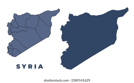 Syria flat and outline vector map set