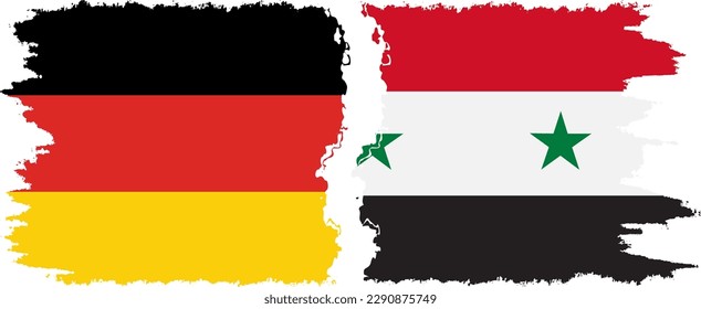 Syria and Germany grunge flags connection, vector