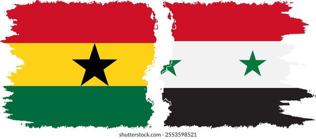 Syria and Ghana grunge flags connection, vector