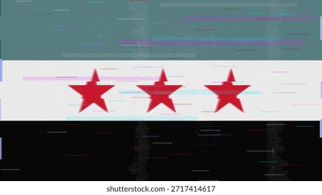 Vector Video de bandera de falla de Siria, distorsión dividida RGB, ilustración digital abstracta del marco