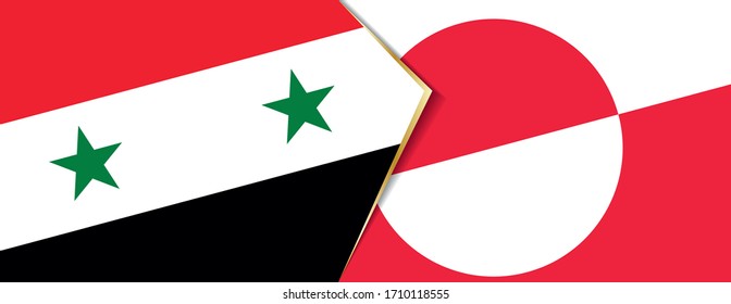 Banderas de Siria y Groenlandia, dos banderas vectoriales símbolo de relación o confrontación.