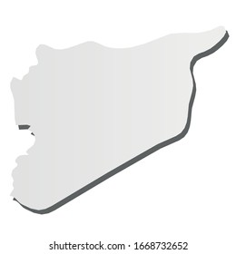 Syrien - graue 3D-ähnliche Silhouettenkarte mit heruntergefallenem Schatten. Einfache flache Vektorillustration.