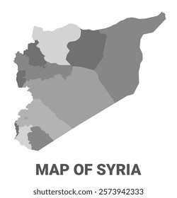 Syria Greyscale political map simple flat illustration