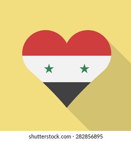 Syria heart flag flat style with long shadow. Patriotic design. Vector EPS10