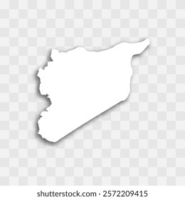 Syria high detailed vector representation of country silhouette. White color on transparent background with dropped shadow. For educational, decorative, or informational use.