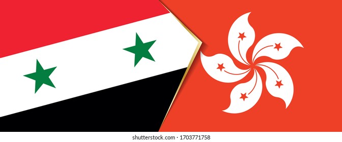 Banderas de Siria y Hong Kong, dos banderas vectoriales símbolo de relación o confrontación.