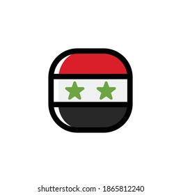 Syria Icon, National Flag Square Symbol.