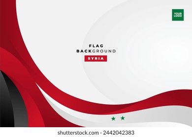 Syria independence day flag background, flag curve with copy space area.