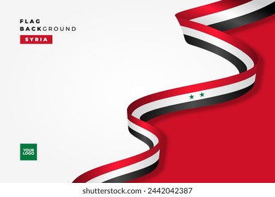 Syria independence day flag background, flag curve with copy space area.