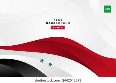 Syria independence day flag background, flag curve with copy space area.