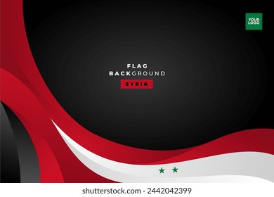 Syria independence day flag background, flag curve with copy space area.