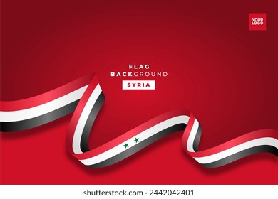 Fondo de la bandera del día de la independencia de Siria, curva de la bandera con área del espacio de copia.