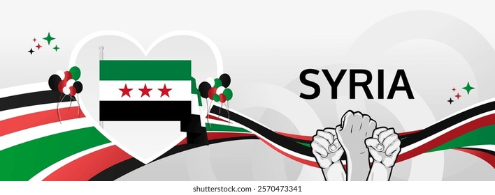 Syria Independence Day modern greeting banner. 17th April Happy Syria National Day. Holidays abstract concept. Great for event like carnival, feast poster, support, culture and tourism