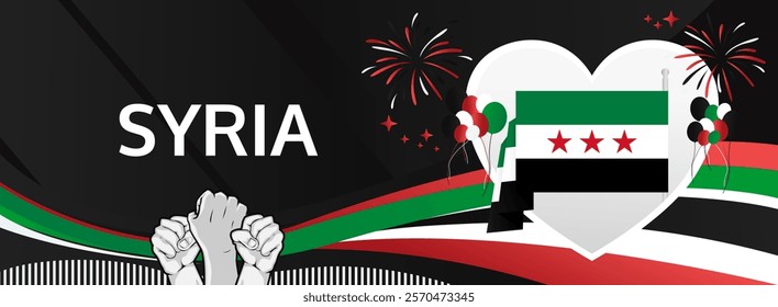 Syria Independence Day modern greeting banner. 17th April Happy Syria National Day. Holidays abstract concept. Great for event like carnival, feast poster, support, culture and tourism