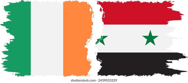 Syria and Ireland grunge flags connection, vector