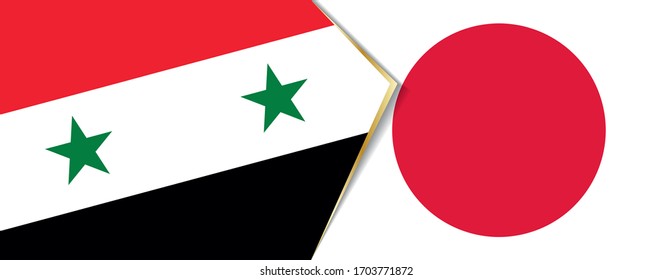 Syria and Japan flags, two vector flags symbol of relationship or confrontation.