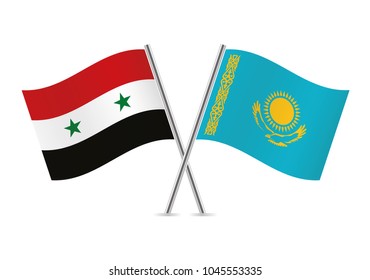 Syria and Kazakhstan flags. Vector illustration.