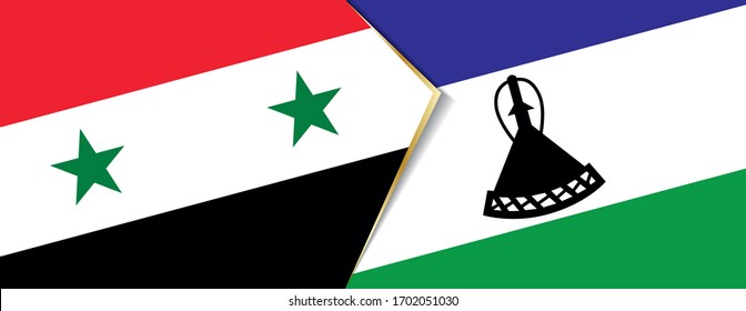 Syria and Lesotho flags, two vector flags symbol of relationship or confrontation.