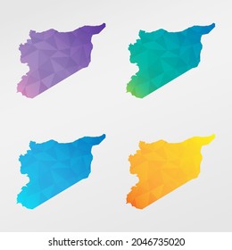 Syria Low Poly Map Clip Art Design. Geometric Polygon Graphic National Icon. Vector Illustration Symbol.