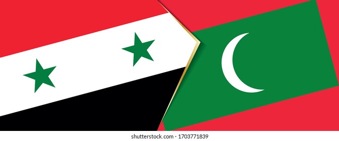 Syria and Maldives flags, two vector flags symbol of relationship or confrontation.