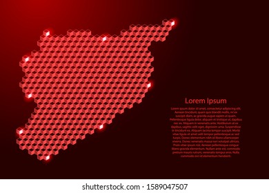 Syria map from 3D red cubes isometric abstract concept, square pattern, angular geometric shape, for banner, poster. Vector illustration.