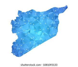 Syria Map - Abstract geometric rumpled triangular low poly style gradient graphic on white background , line dots polygonal design for your . Vector illustration eps 10.