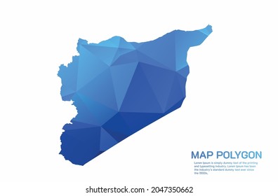 Syrienkarte Abstrakte geometrische, abgerundete dreieckige Farbverlauf-Grafik mit Low-Poly-Stil auf weißem Hintergrund