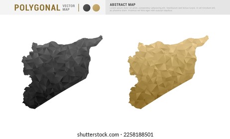 Syria map of abstract gold and black vector polygon set couple.