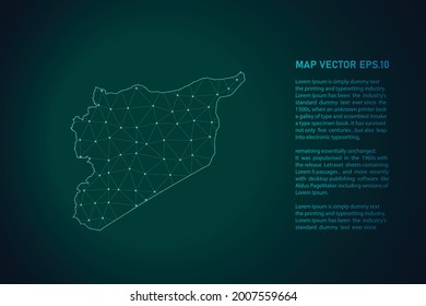 Syria-Karte. Abstrakte Mashline und Punktwaage auf dunklem Hintergrund. 3D-Mesh-Polygonnetz-Linie, Design-Kugel, Punkt und Struktur. Vektorgrafik eps10.
