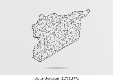 Syria Map - Abstract mash line and point scales on white background with World Map. Wire Frame 3D mesh polygonal network line, design sphere, dot and structure - Vector illustration eps 10