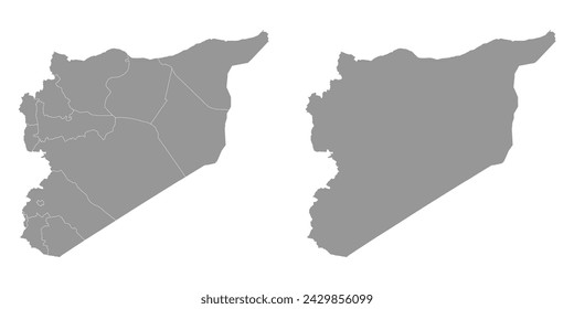 Mapa de Siria con divisiones administrativas. Ilustración vectorial.