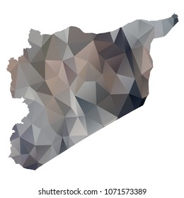 syria map - Black, grey, geometric rumpled low poly style gradient graphic background, polygonal design for your. Vector illustration eps 10.
