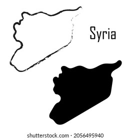 Syria map black and white vector illustration.
