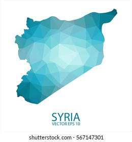 Syria map - blue geometric rumpled triangular low poly style gradient graphic background , polygonal design for your . Vector illustration eps 10.