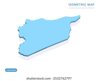 Mapa de Siria azul sobre fondo blanco con Vector isométrico.