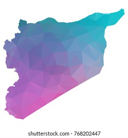 syria map. Blue and Pink polygonal shape vector illustration on white background. Vector illustration eps 10.