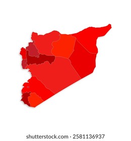Syria map with border highlighted regions, states, isolated on white background. Template map of Syria. Detailed vector illustration.