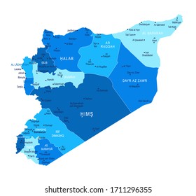 Mapa de Siria. Ciudades, regiones. Vector