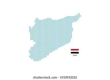 Mapa sirio diseña círculo azul, fondo blanco con bandera siria.